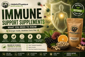 Immune Support Supplements with vitamins, herbs and mushrooms